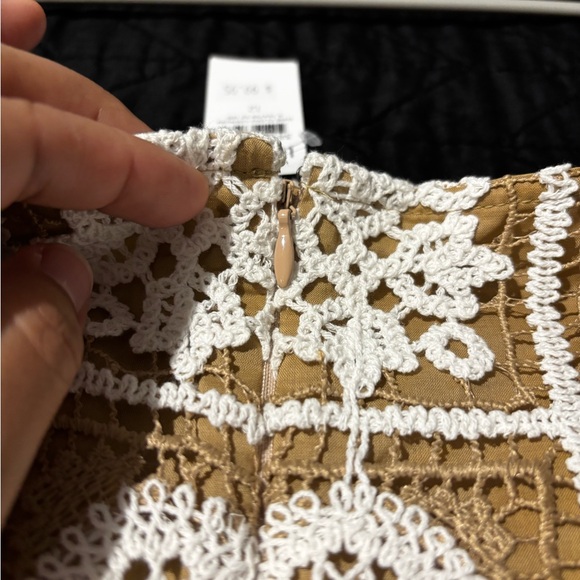 LOFT White and Tan Crochet Mini Dress - Picture 6 of 8